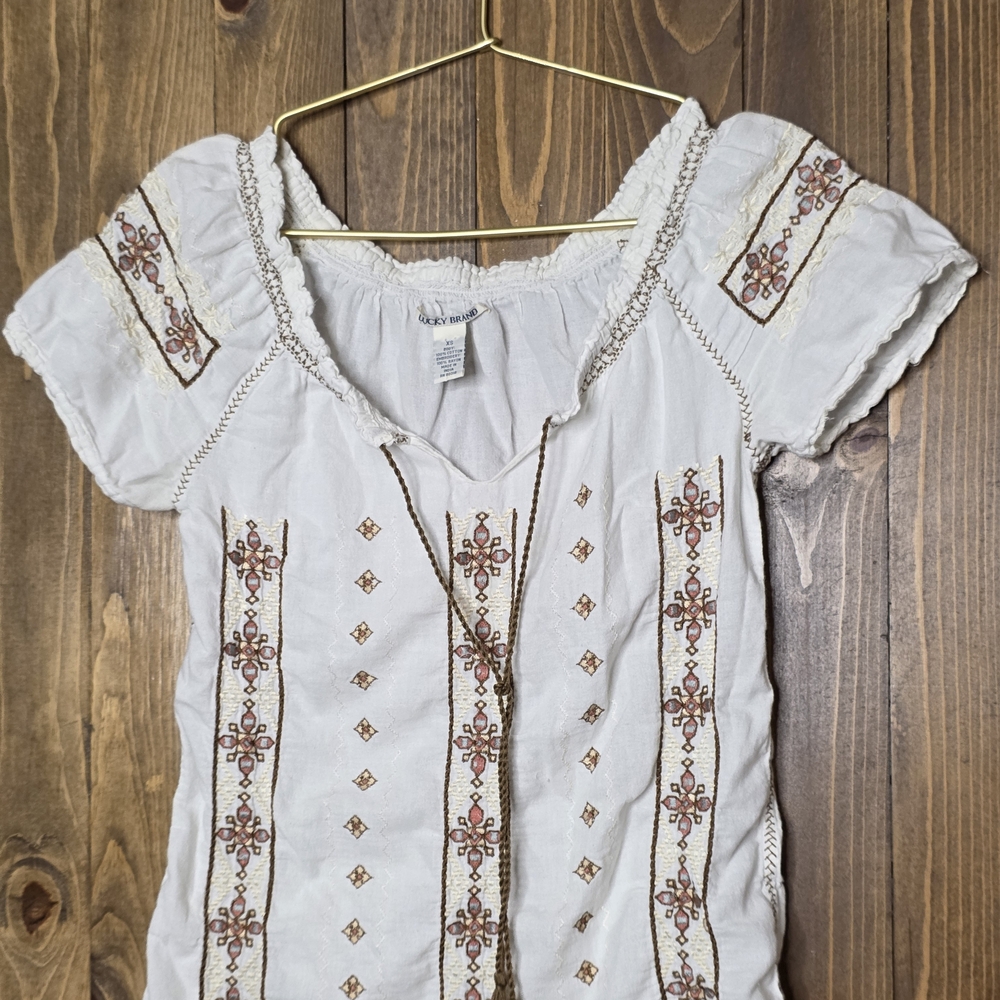 Embroidered White Boho Top